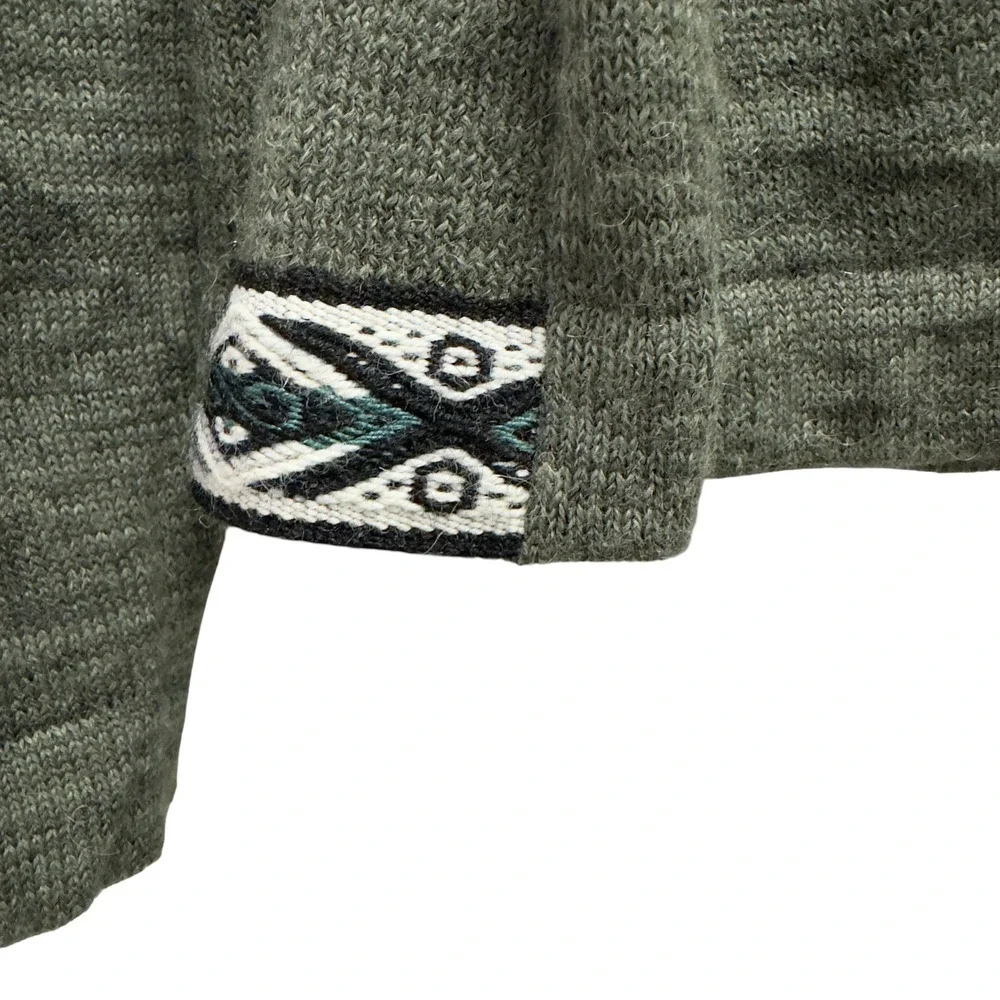 Paka Men's Medium Green Heathered Royal Alpaca Nylon Knit Crewneck Sweater euc